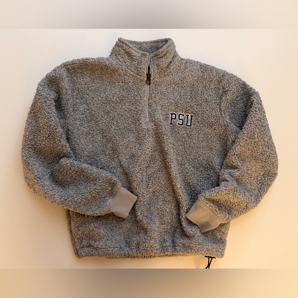 PSU Grey Sherpa Quarter-Zip Pullover Crop